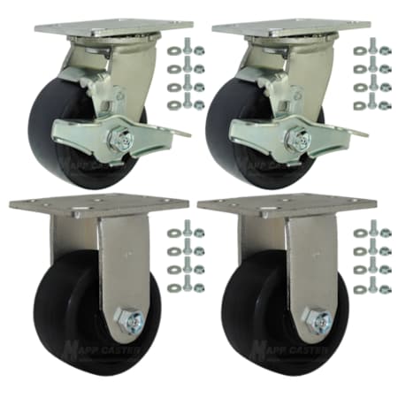 Mapp Caster Tool Box and Job Box Casters, 4 Polyurethane Wheel Casters, 3200# Cap., PK4 146UIRB420-TOOLBOX